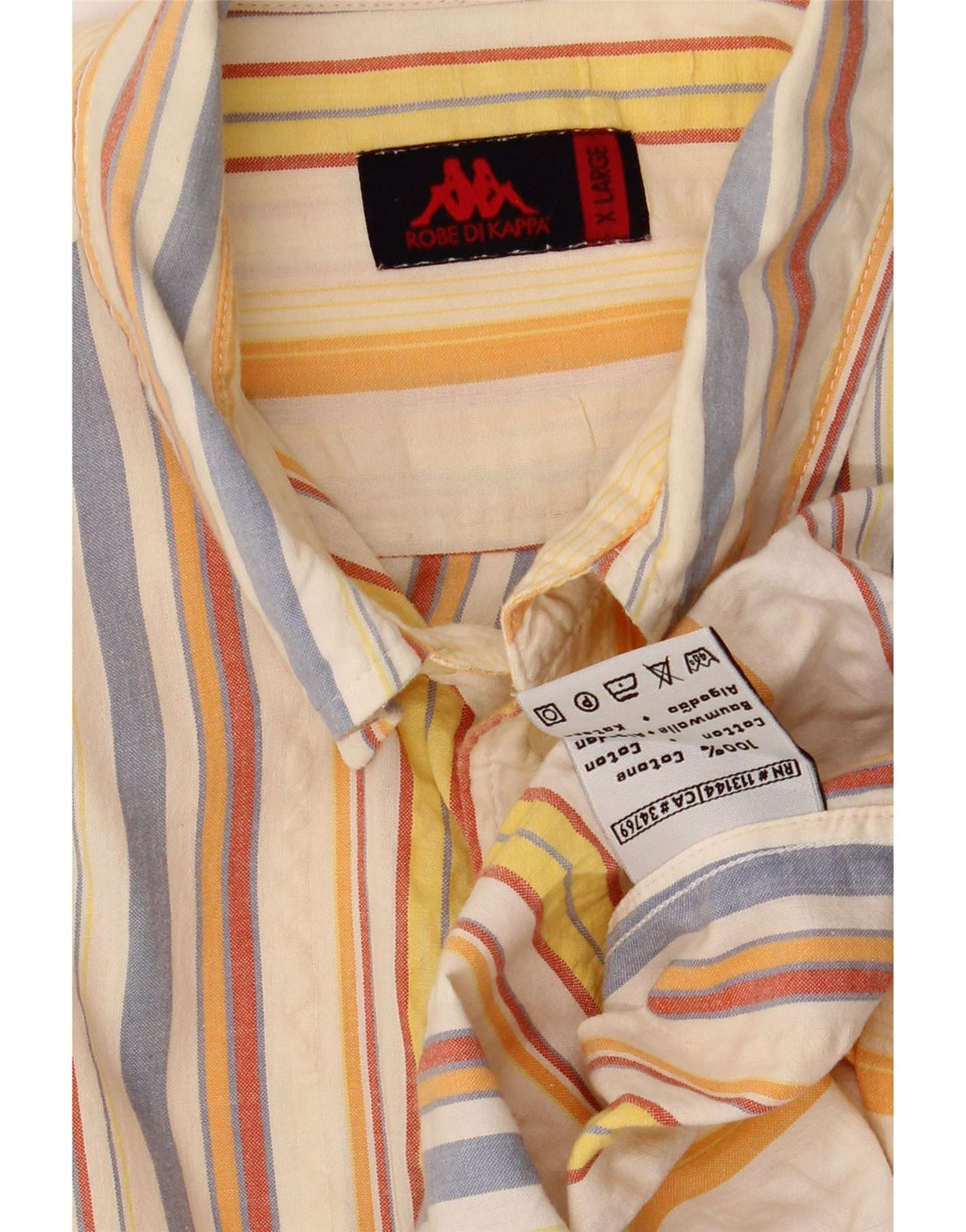 KAPPA Męska koszula z krótkim rękawem XL, bawełniana w kolorowe paski