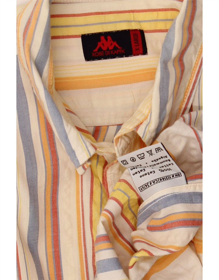 KAPPA Męska koszula z krótkim rękawem XL, bawełniana w kolorowe paski