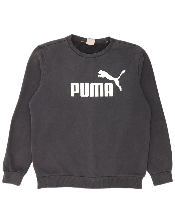 Męska bluza z grafiką Puma, średnia czarna, bawełniana