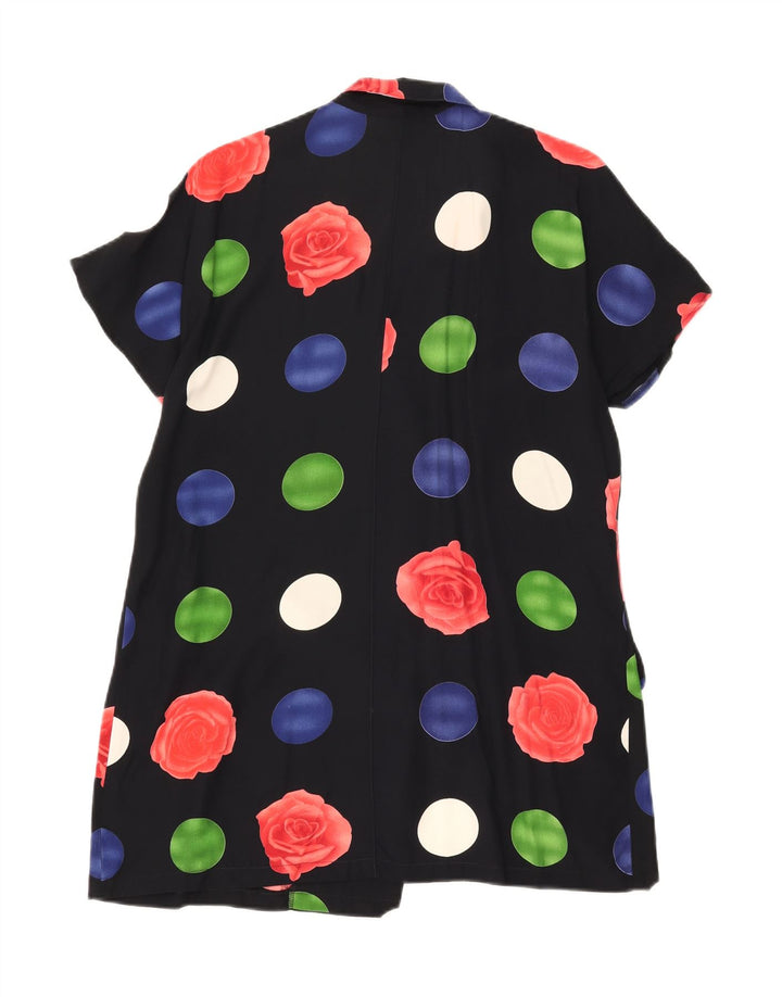 LUIGI Womens Shirt Dress IT 42 Medium Black Floral Viscose Vintage Luigi and Second-Hand Luigi from Messina Hembry 
