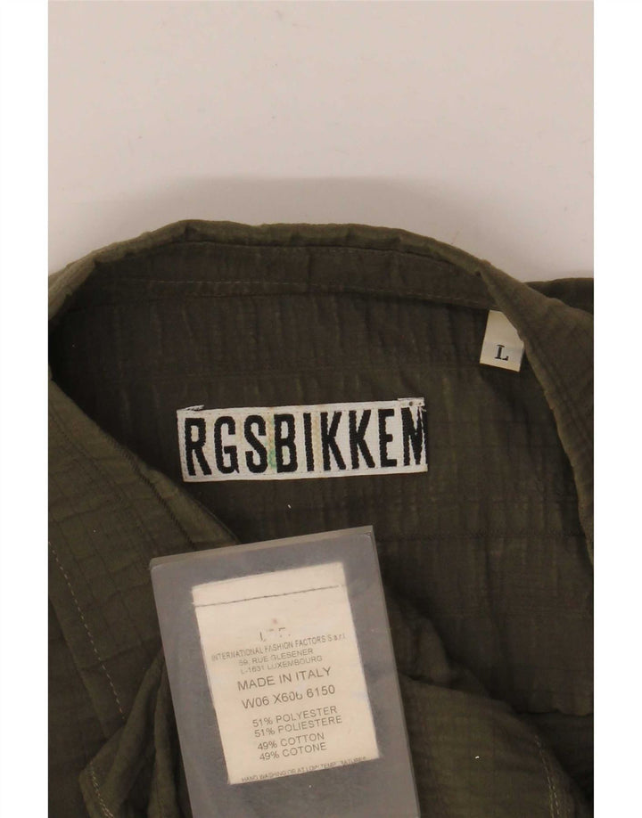 Koszula męska Bikkembergs, duża, z poliestru w kolorze khaki
