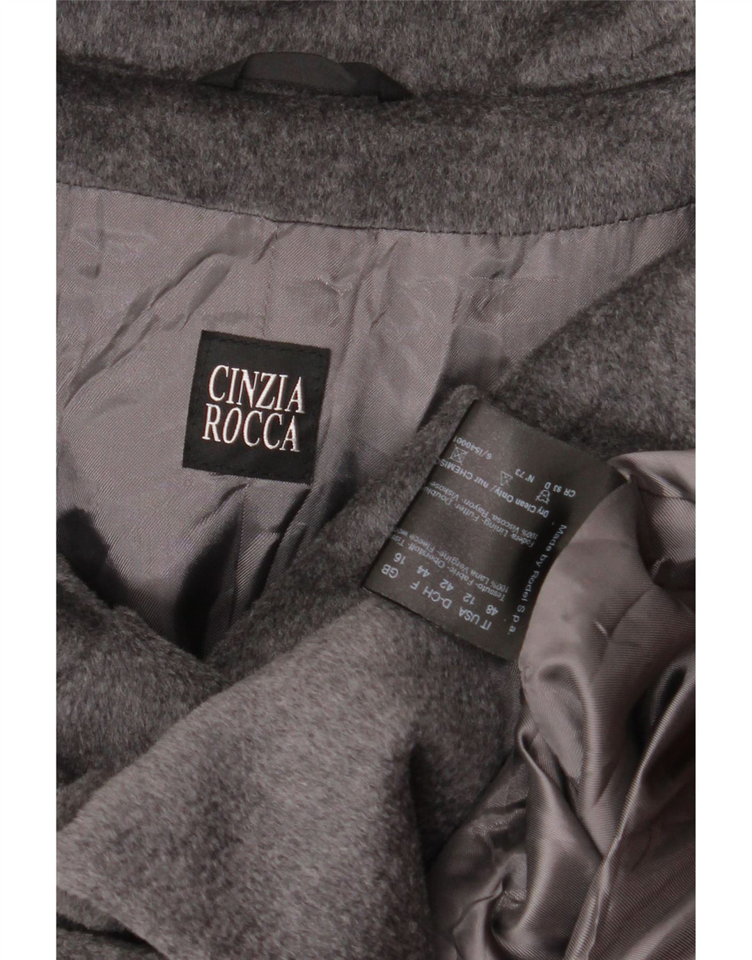Płaszcz damski Cinzia Rocca UK 16, duży, szary, wełniany