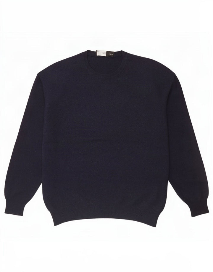 Zara Męski sweter z okrągłym dekoltem XL, granatowy, wełniany