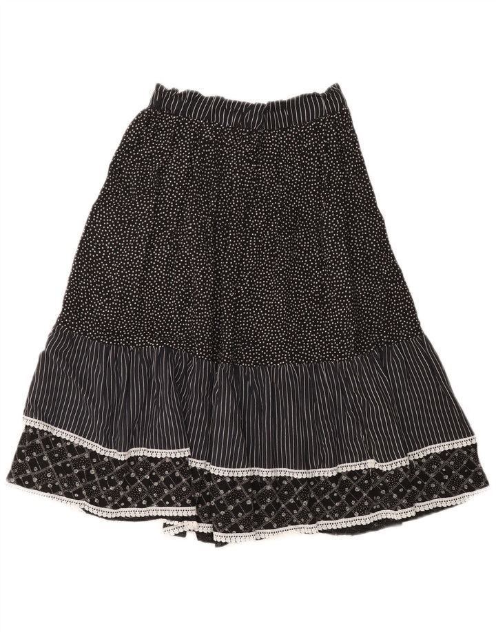 Warstwowa spódnica damska w stylu vintage IT 44 Medium W32 Czarna wiskoza w cętki