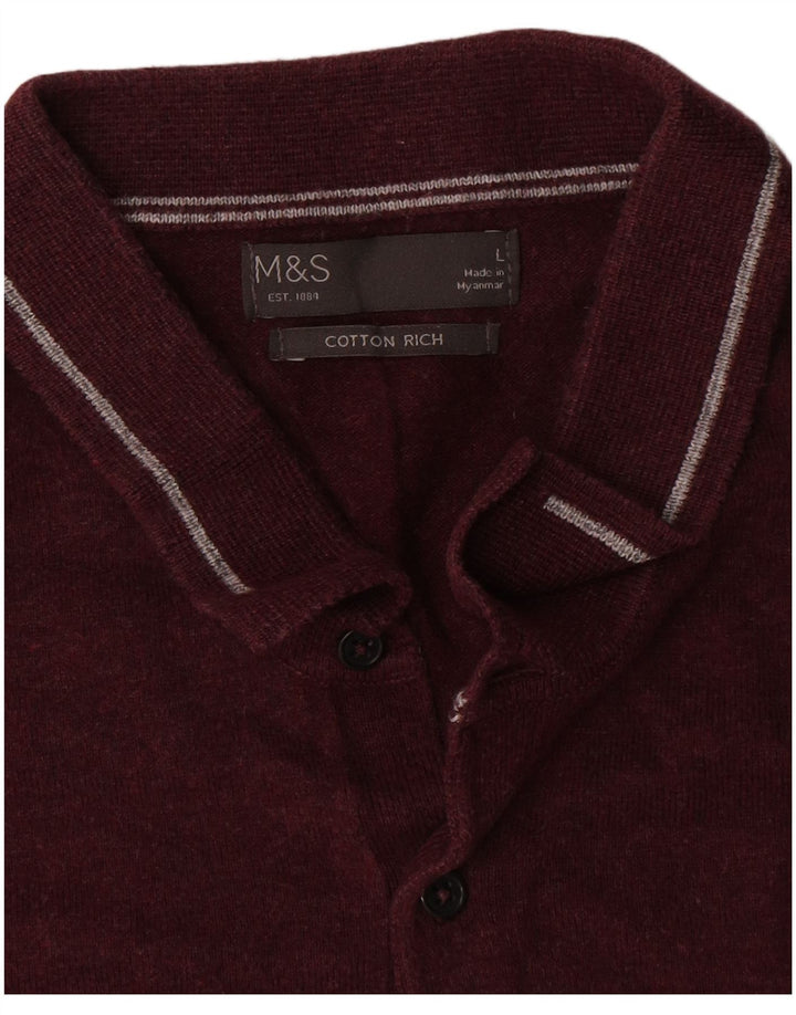 Marks & Spencer Męski sweter polo, duży, szary, z blokami kolorów
