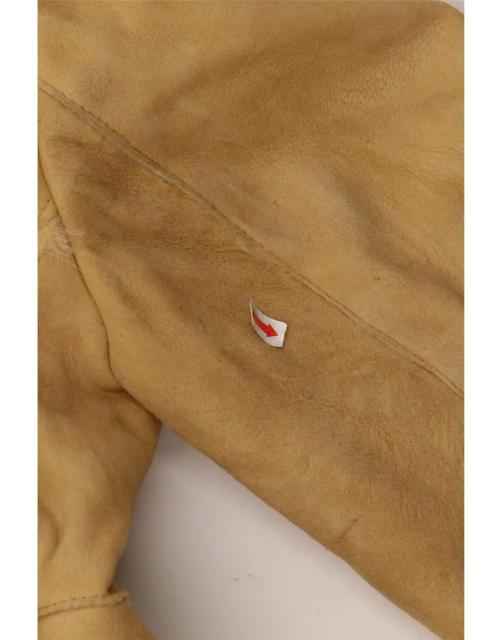 VINTAGE Womens Shearling Coat IT 44 Medium Beige Leather
