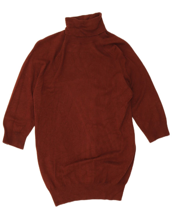 Damski sweter Zara z rękawami 3/4 i okrągłym dekoltem UK 14, duży, brązowy nylon