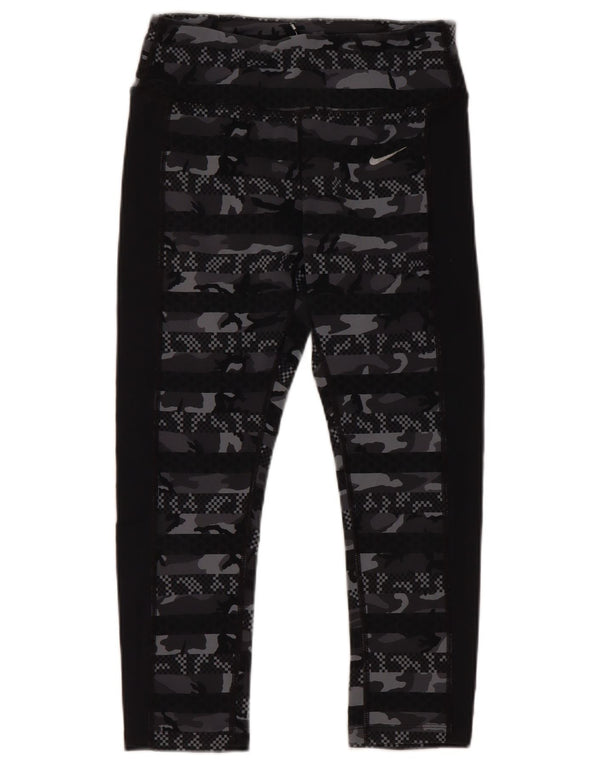 Damskie legginsy Nike Dri Fit Capri UK 8 Mały czarny nylon w kamuflażu