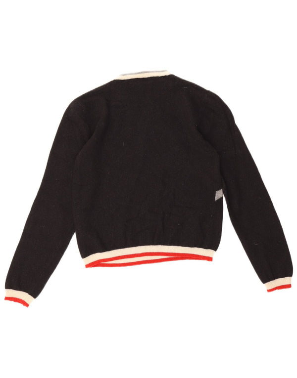 Damski sweter Fred Perry z okrągłym dekoltem, UK 4 XS, czarny geometryczny