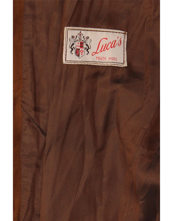 Vintage damska marynarka zapinana na 3 guziki IT 50 XL, brązowa skóra