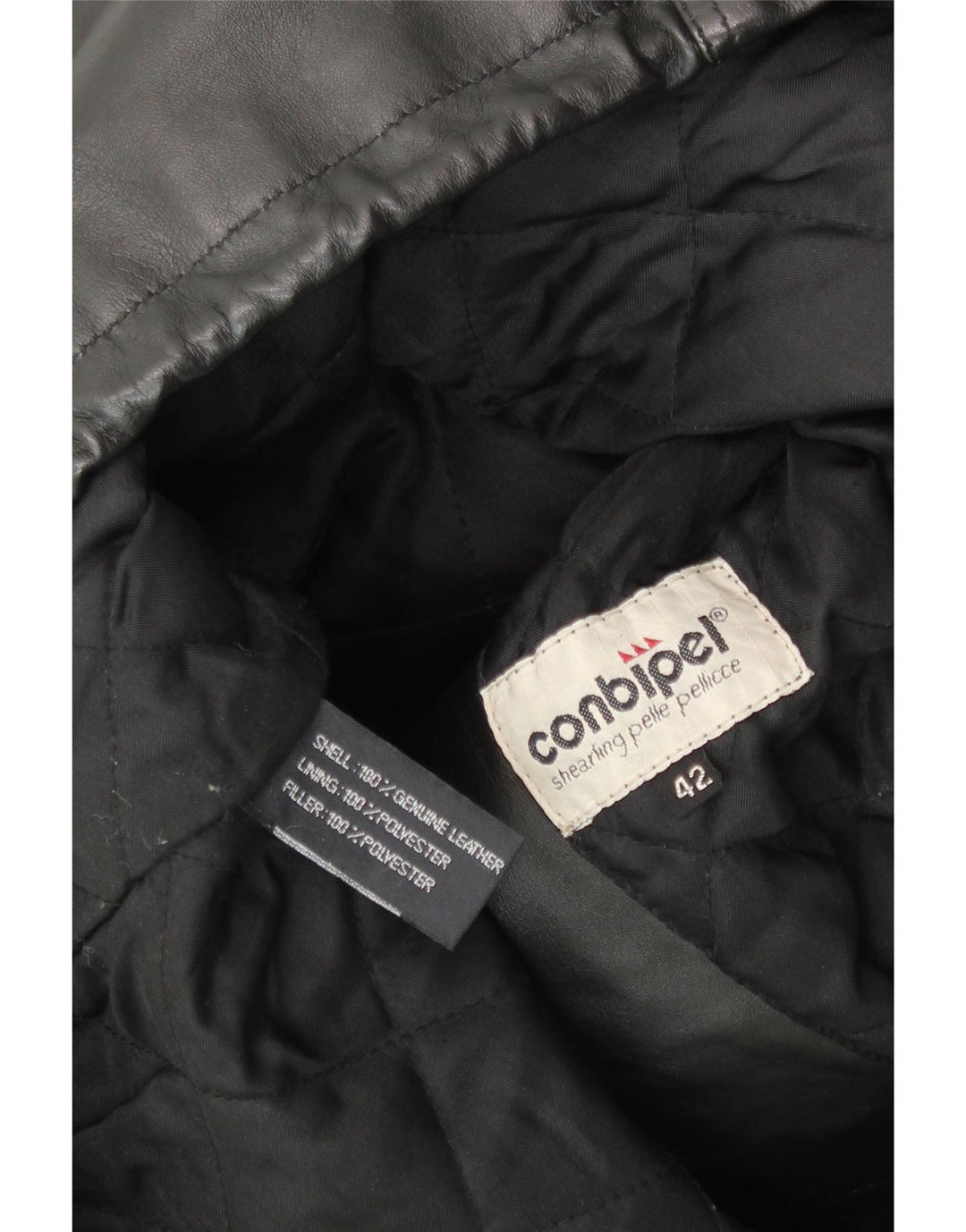 CONBIPEL Damska kurtka typu oversize z kapturem IT 42, średnia czarna skóra