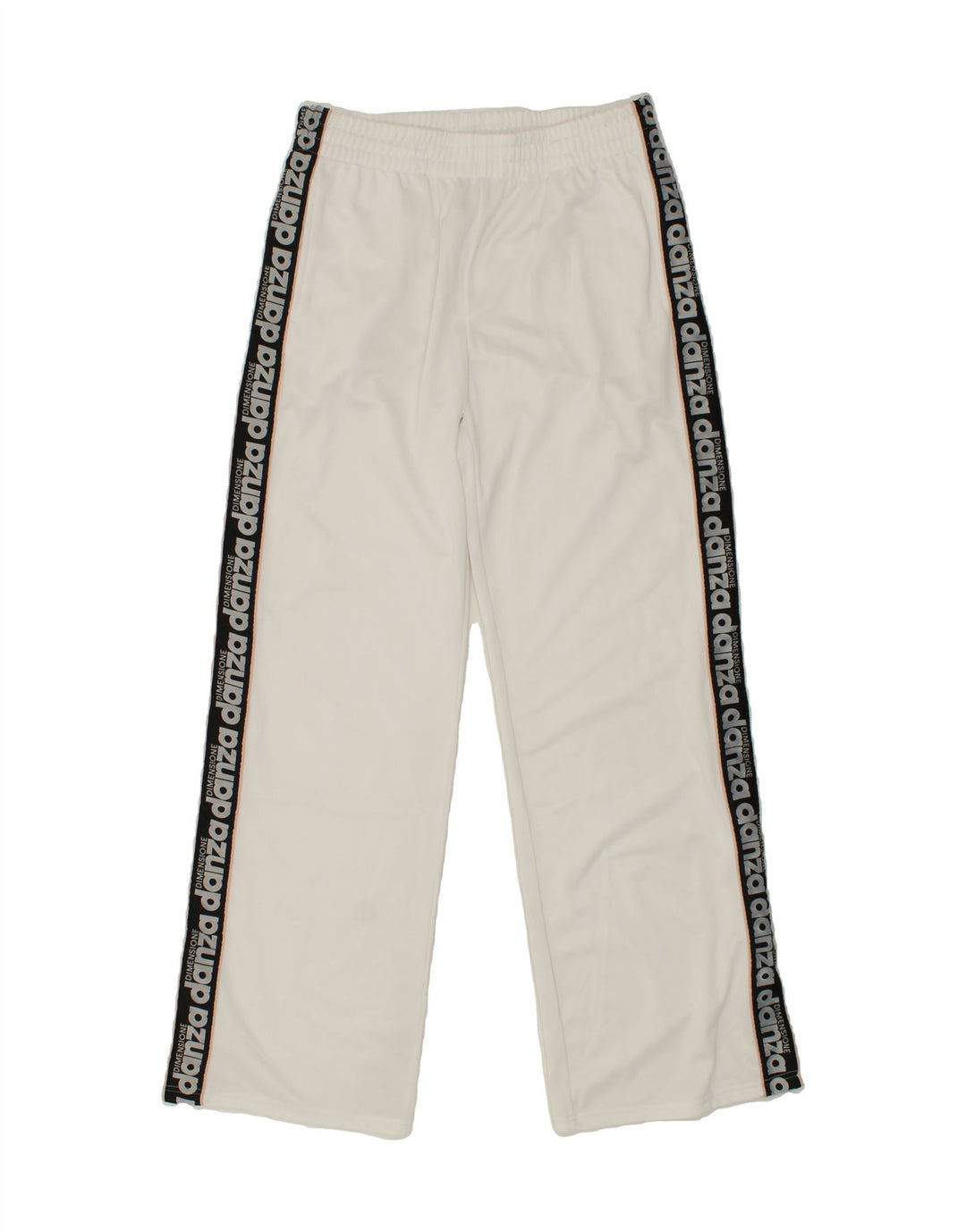 DANZA Womens Graphic Tracksuit Trousers UK 14 Large White Polyester Vintage danza and Second-Hand danza from Messina Hembry 