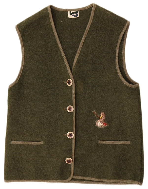 Kamizelka damska Vintage UK 14, średnia wełna khaki