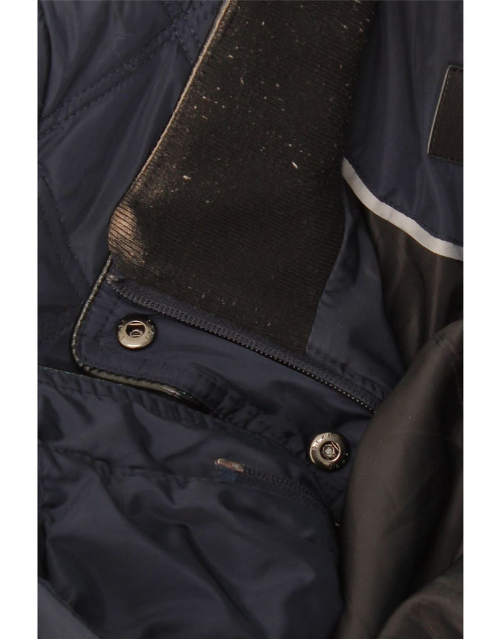 DKNY Womens Quilted Overcoat UK 10 Small Navy Blue Polyester Vintage Dkny and Second-Hand Dkny from Messina Hembry 