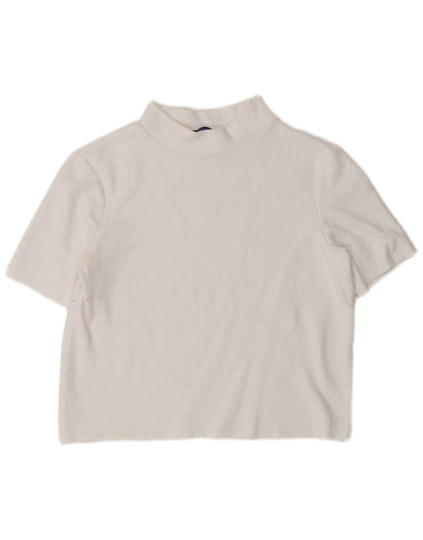 Damski sweter Zara z krótkim rękawem i golfem UK 12, średni biały