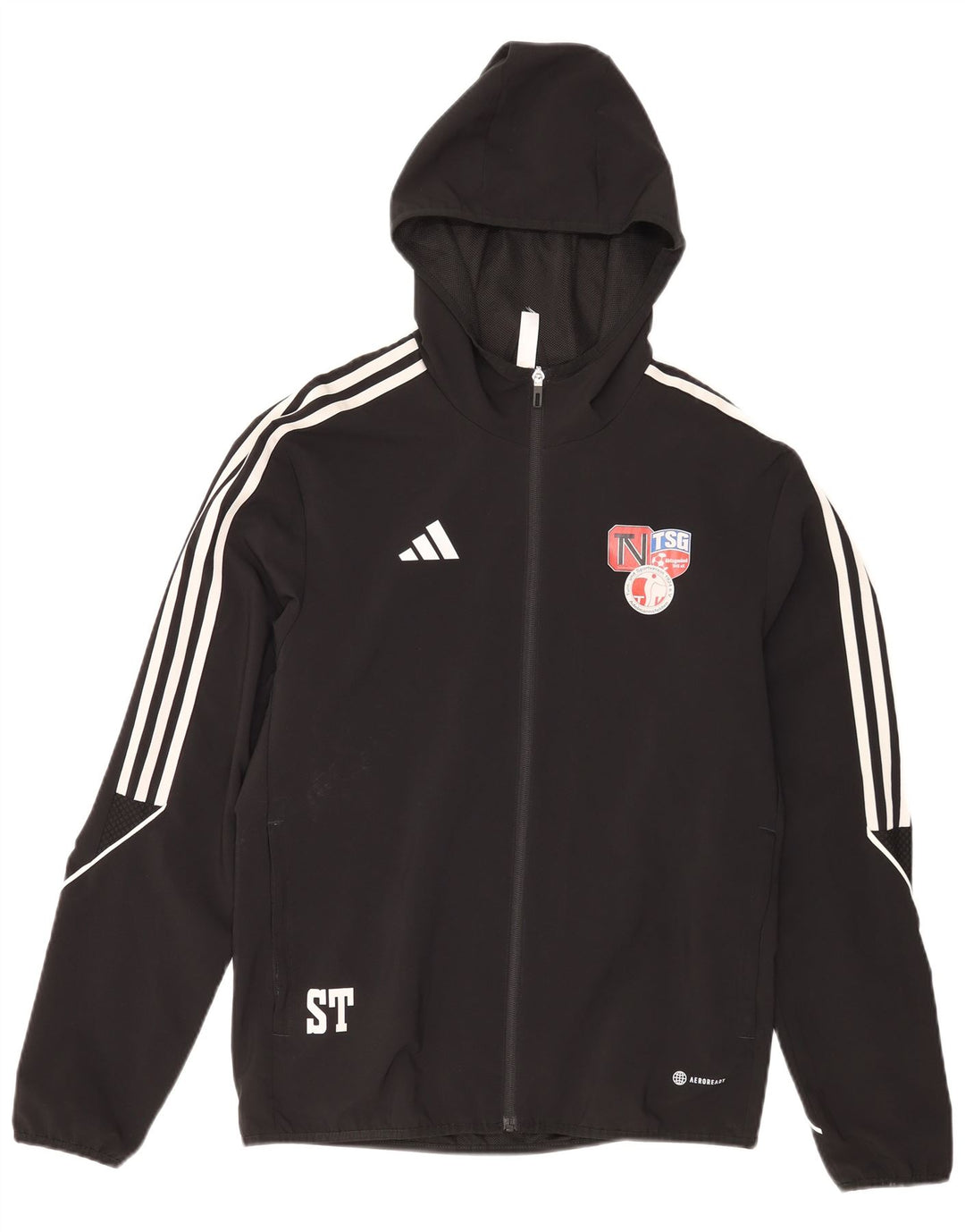 Adidas Męska bluza dresowa z kapturem i grafiką, mała czarna poliestrowa