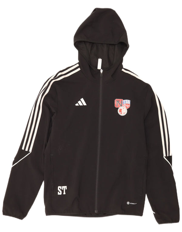 Adidas Mens Graphic Hooded Tracksuit Top Jacket Small Black Polyester