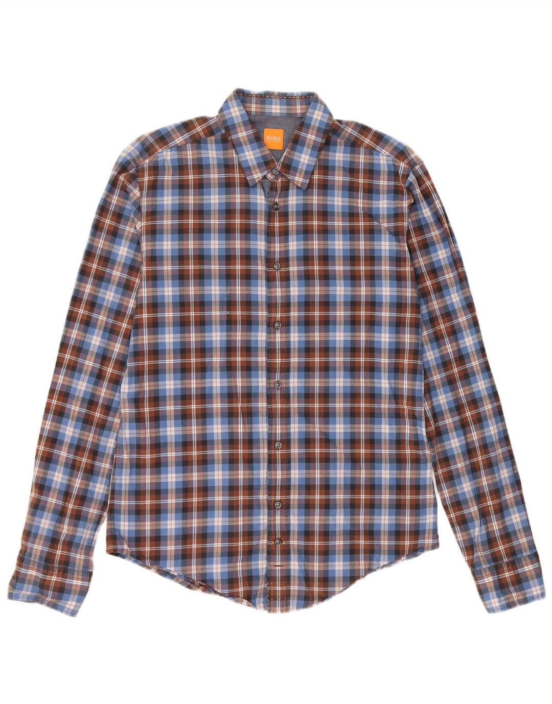 Koszula męska HUGO BOSS, bawełniana w średnią niebieską kratkę