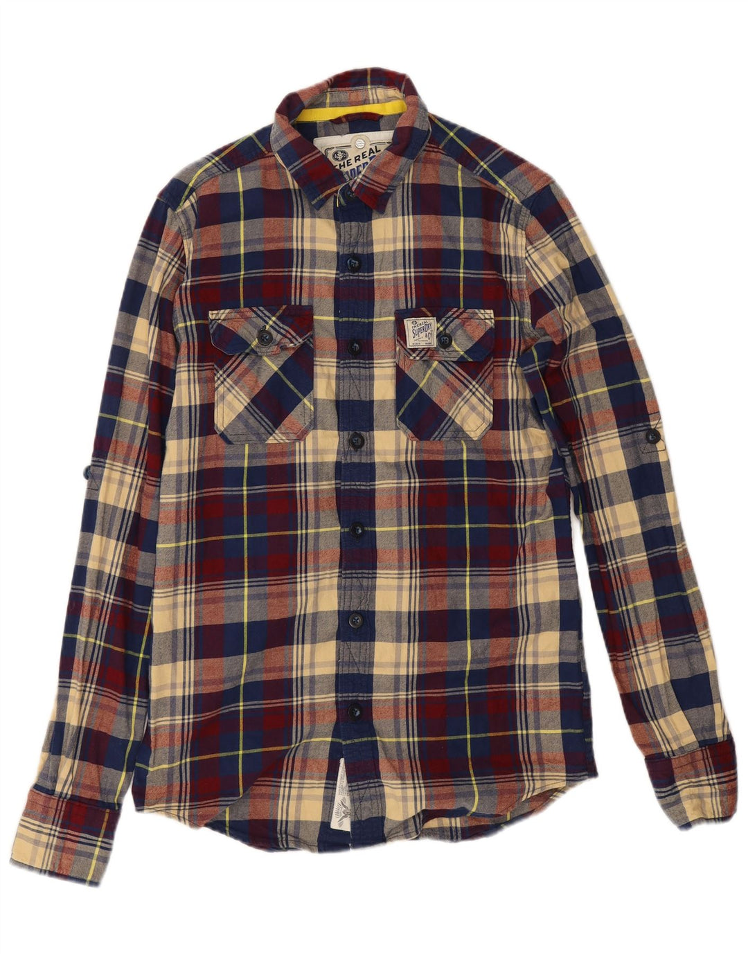 Męska koszula flanelowa Superdry w małą wielobarwną kratę, bawełniana