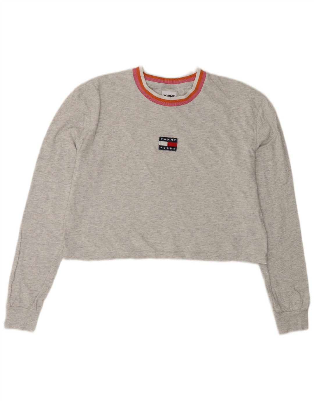 Damski top oversize Tommy Hilfiger z długim rękawem, UK 10, mały, szary