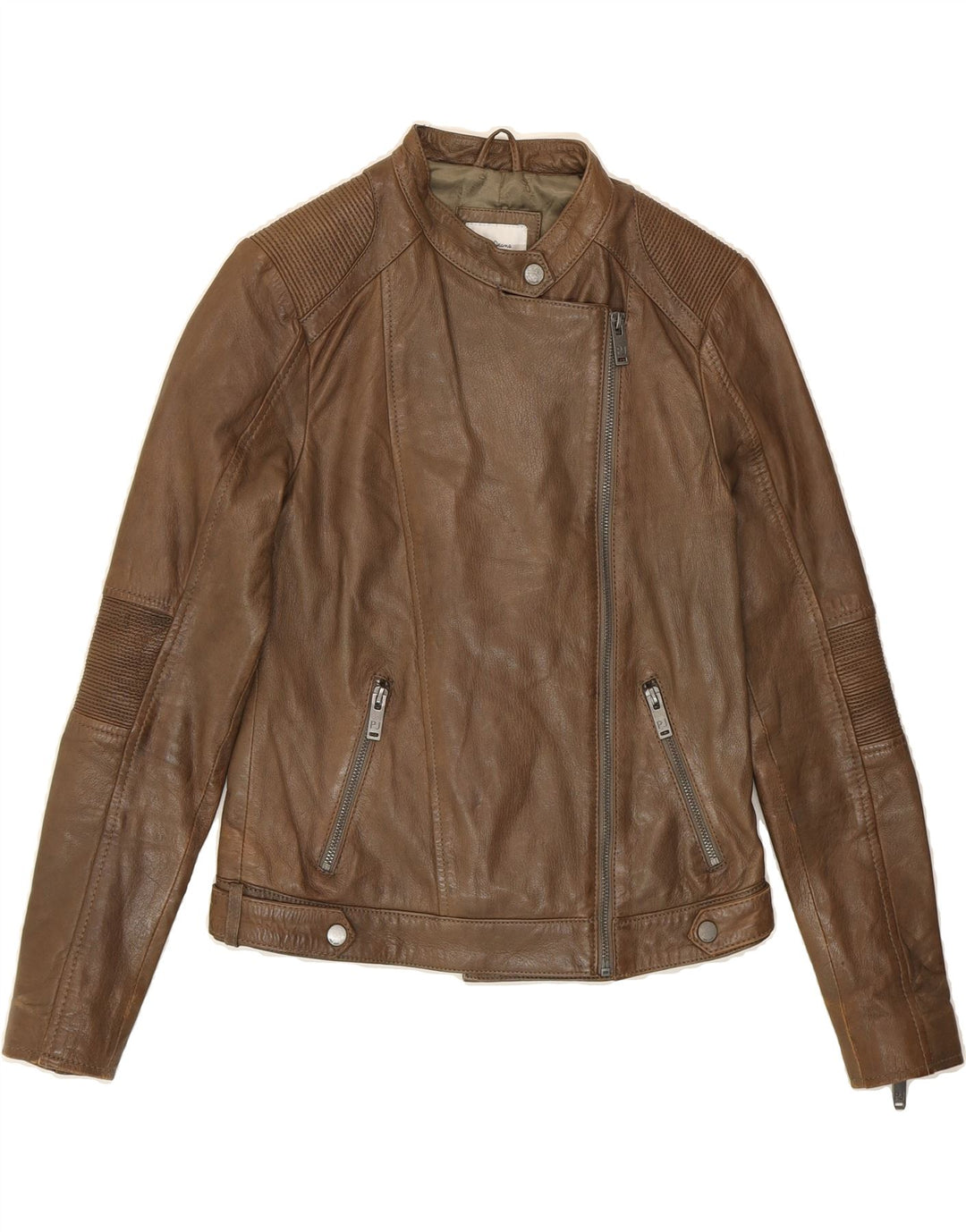 PEPE JEANS Womens Biker Leather Jacket UK 6 XS Brown Leather Vintage PEPE Jeans and Second-Hand PEPE Jeans from Messina Hembry 