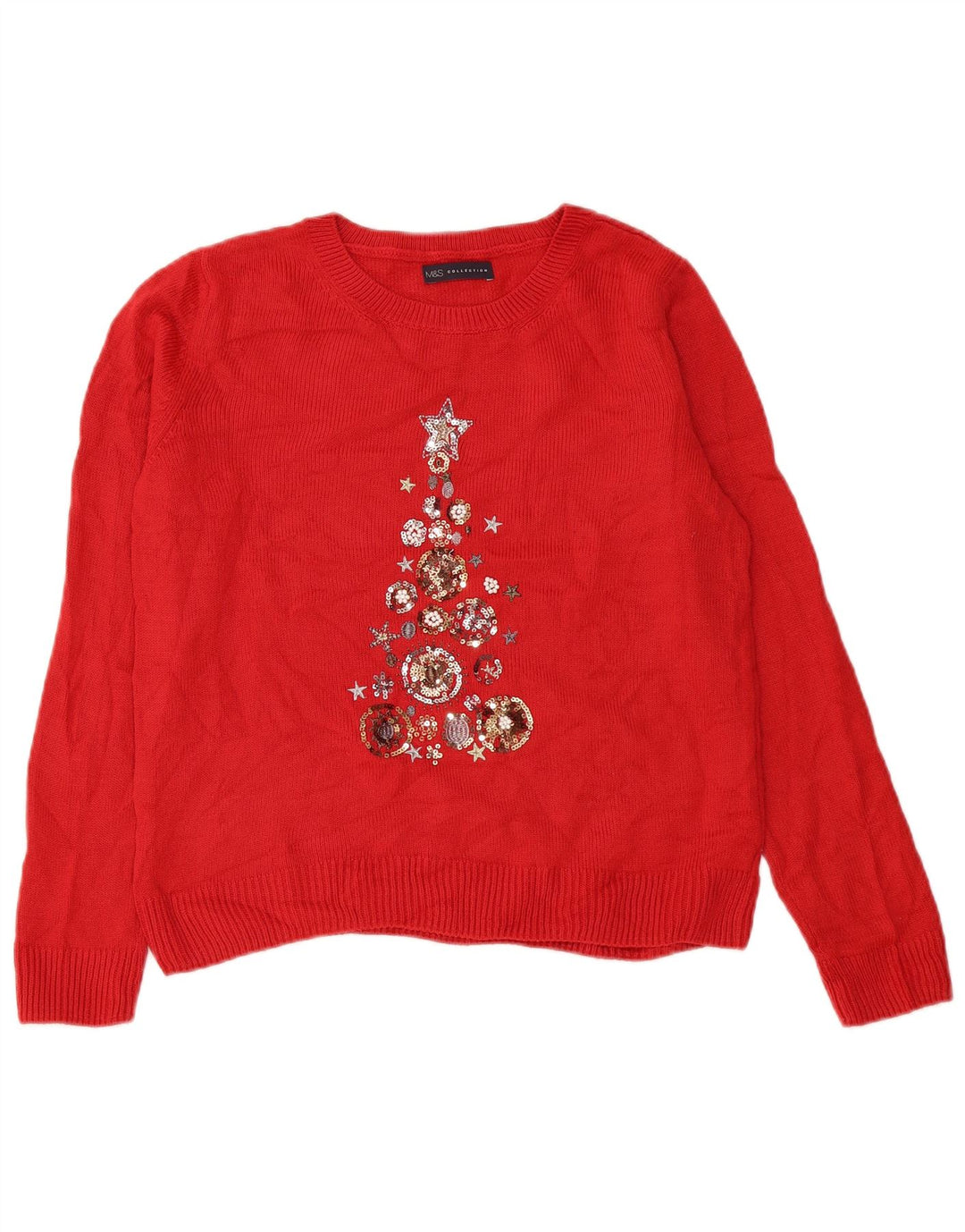 Marks & Spencer Damski sweter z wycięciem pod szyją, UK 14, średni czerwony