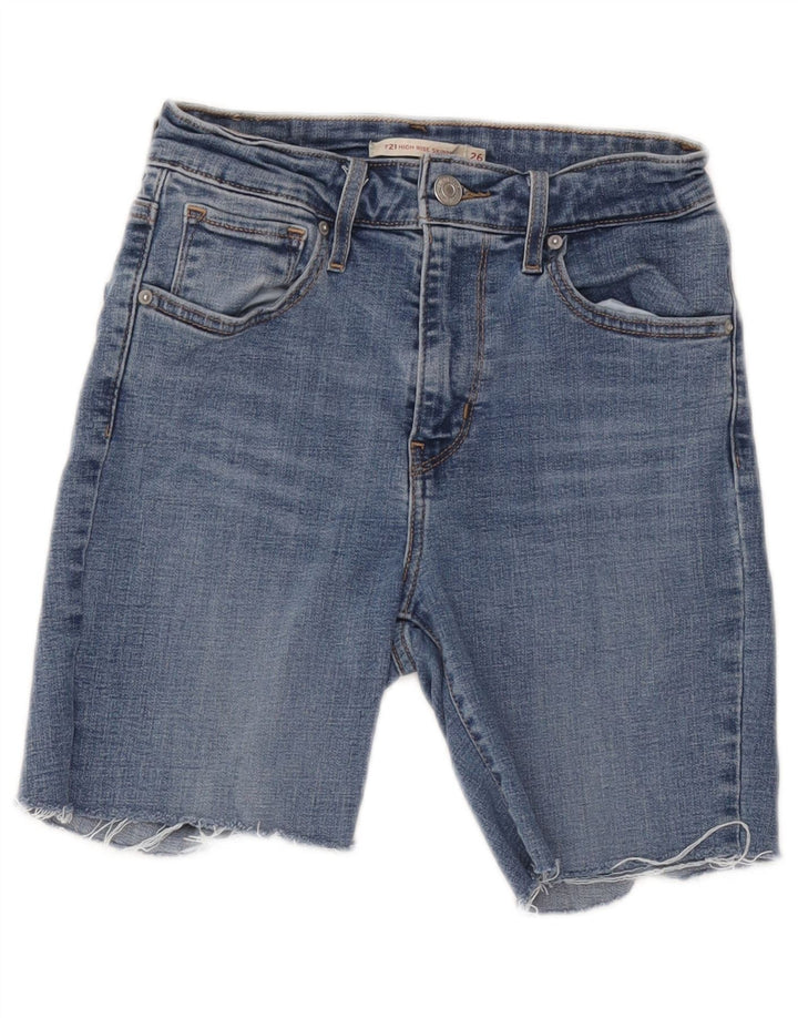 Damskie spodenki jeansowe Levi's 721 z wysokim stanem W26, małe, niebieskie, bawełniane