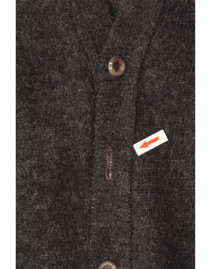Sweter męski w stylu vintage, średnioszary, z dziewiczej wełny
