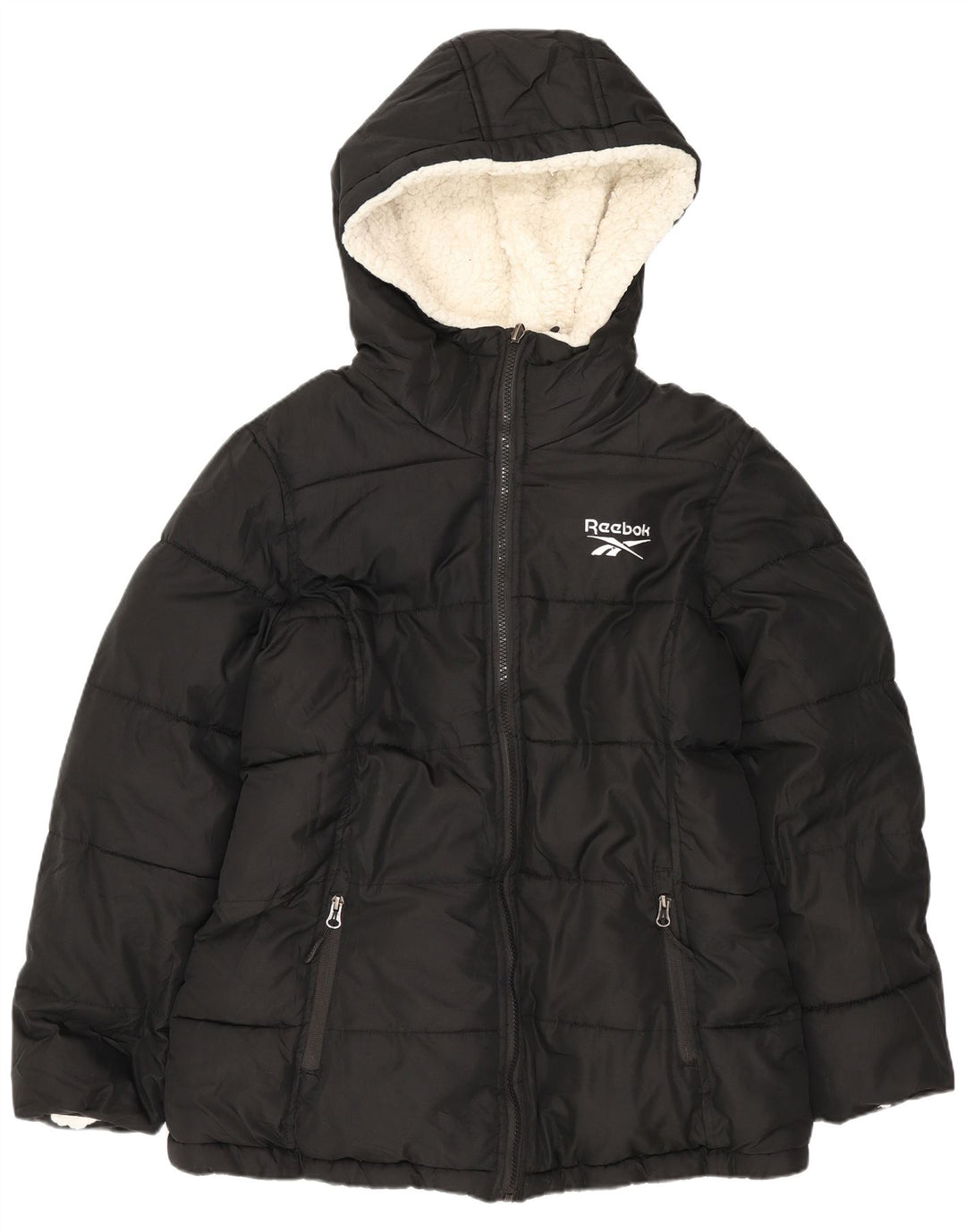 Damska dwustronna ocieplana kurtka Reebok z kapturem UK 14, średni czarny poliester