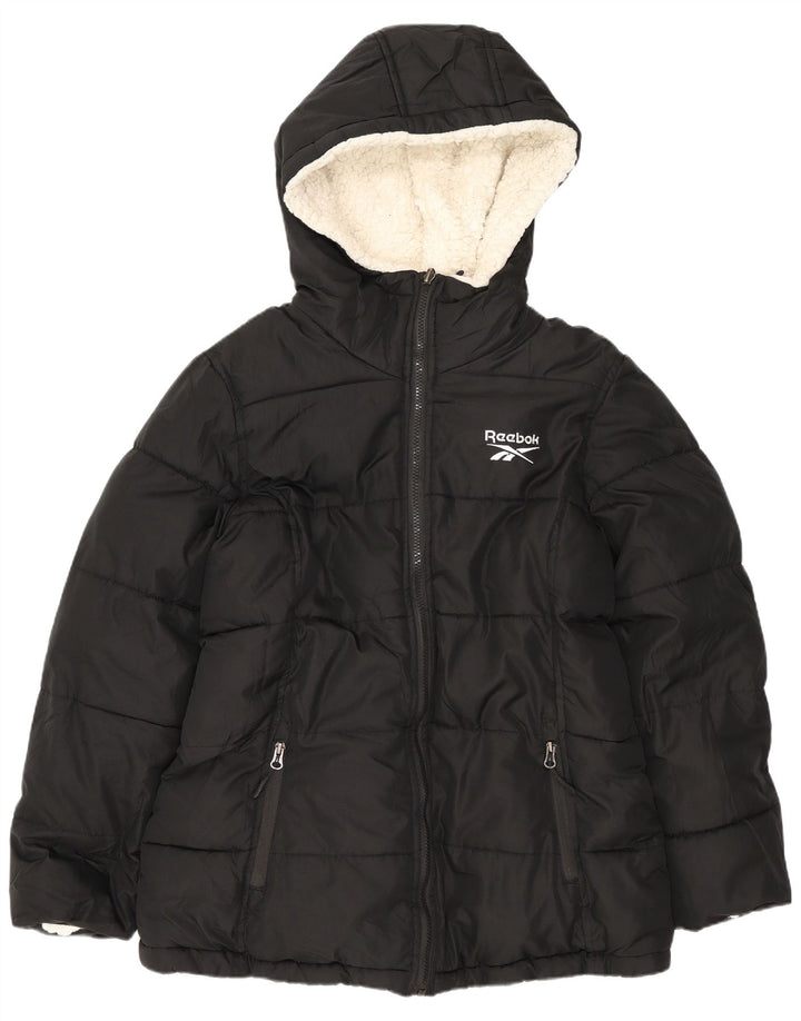 Damska dwustronna ocieplana kurtka Reebok z kapturem UK 14, średni czarny poliester