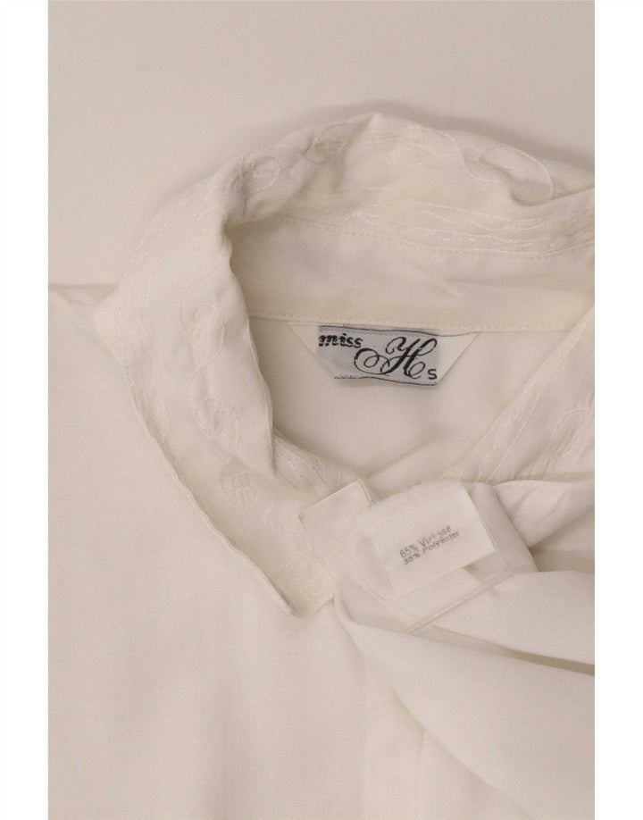 Damska bluzka koszulowa oversize w stylu vintage UK 10 Small White Wiskoza