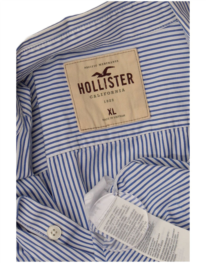 Koszula męska Hollister XL, niebieska, bawełniana w prążki