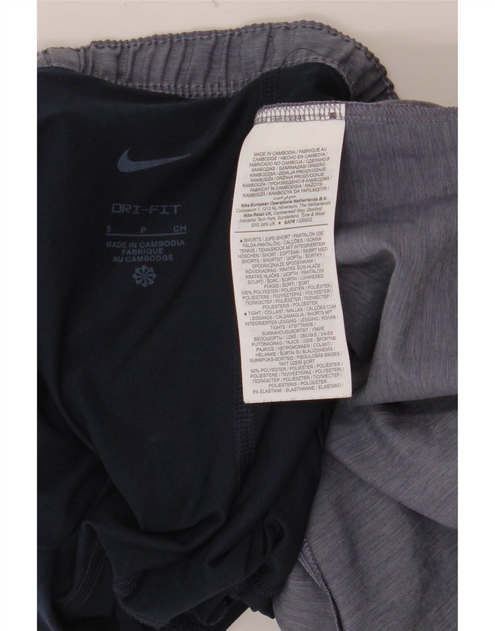 Damskie spodenki sportowe NIKE Dri Fit UK 10, mały, niebieski, poliester z blokami kolorów