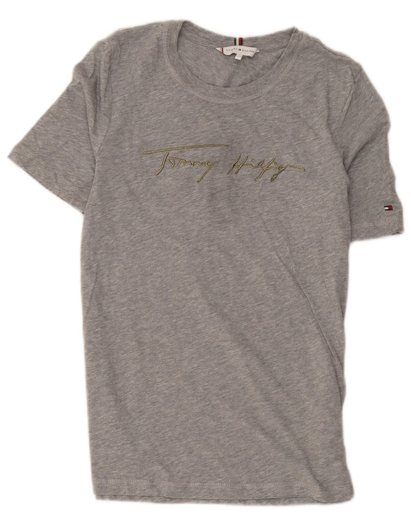Damska koszulka graficzna Tommy Hilfiger Top UK 2 2XS Szara bawełna