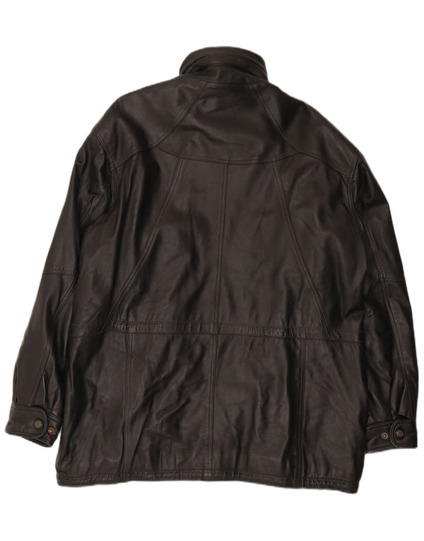 Męski płaszcz skórzany Shelter Bay UK 42 XL, czarny