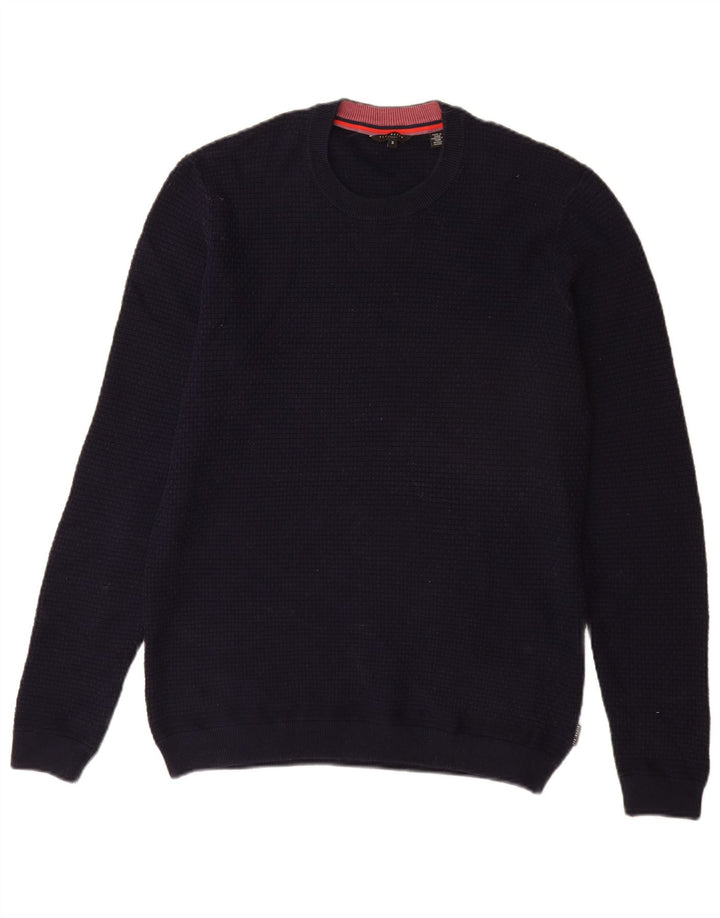 Męski sweter Ted Baker z okrągłym dekoltem, rozmiar 3, średni, granatowy, bawełniany