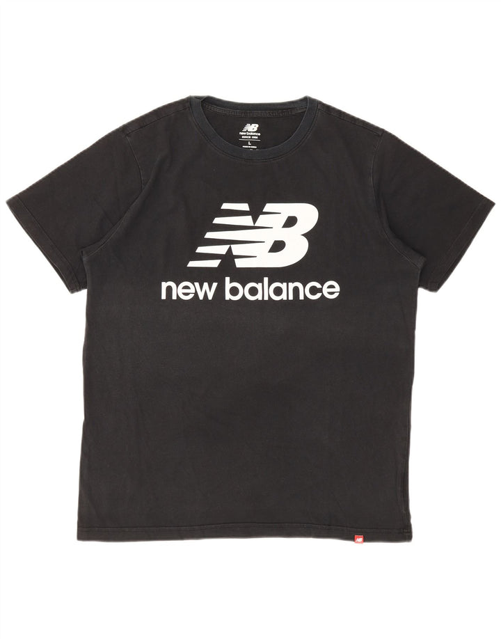 Męski T-shirt z grafiką NEW BALANCE, duży, czarny