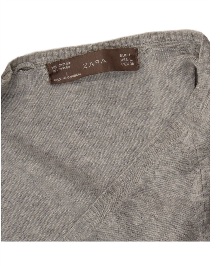 Sweter damski Zara Cardigan UK 14, duży, szary, nakrapiany