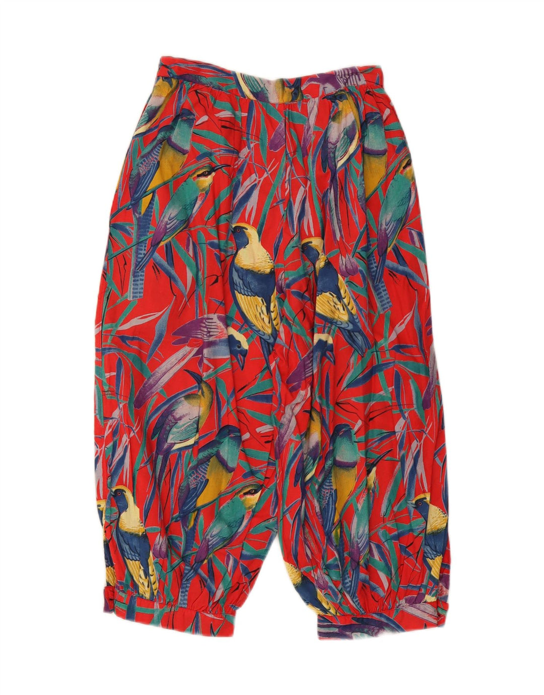 Damskie spodnie haremowe Capri VINTAGE W24 L17 Czerwony nadruk zwierzęcy