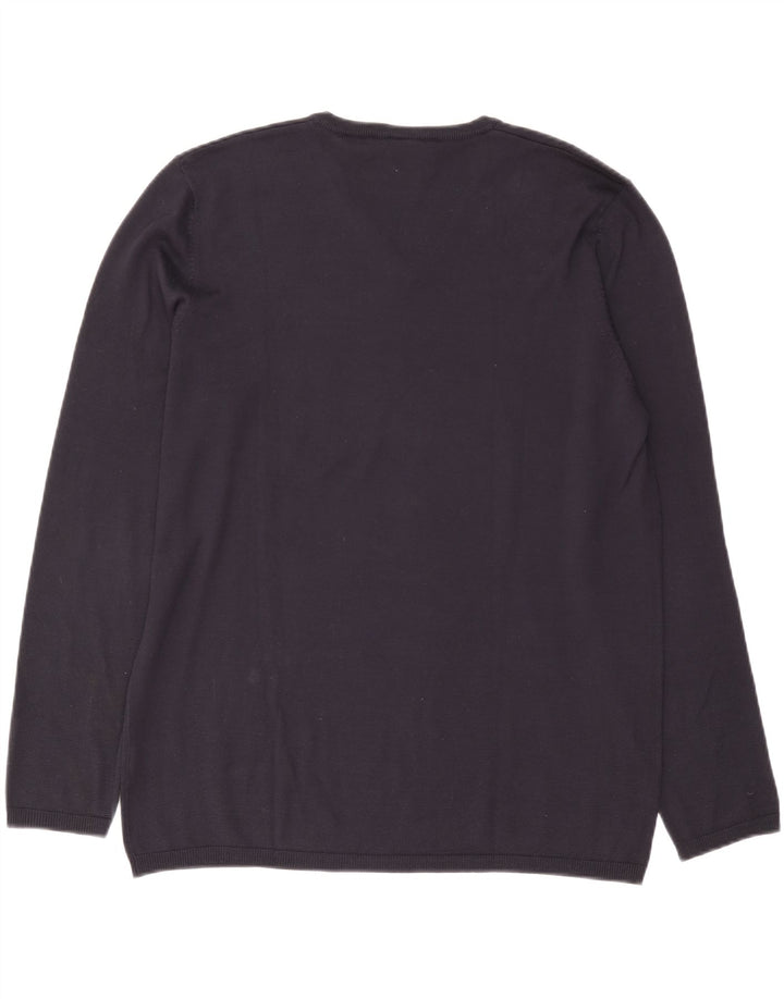 Dkny Męski sweter z dekoltem w kształcie litery V XL, granatowy, jedwabny