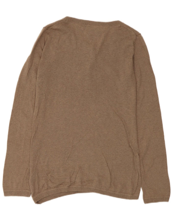 Damski sweter Tommy Hilfiger z dekoltem w łódkę, UK 14, duży, brązowy, bawełniany