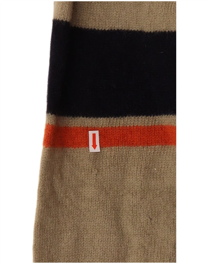 Damski sweter Kappa z zamkiem błyskawicznym, średni, beżowy, wełniany sweter w paski, klasyczny