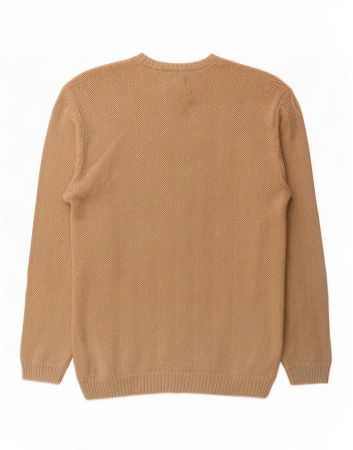 Męski sweter Chaps z okrągłym dekoltem, duży, beżowy, bawełniany Chevron
