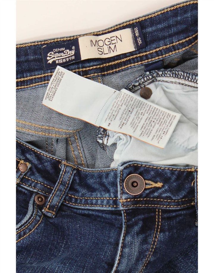 Damskie jeansy Superdry Imogen Slim W28 L30 Niebieskie, bawełniane