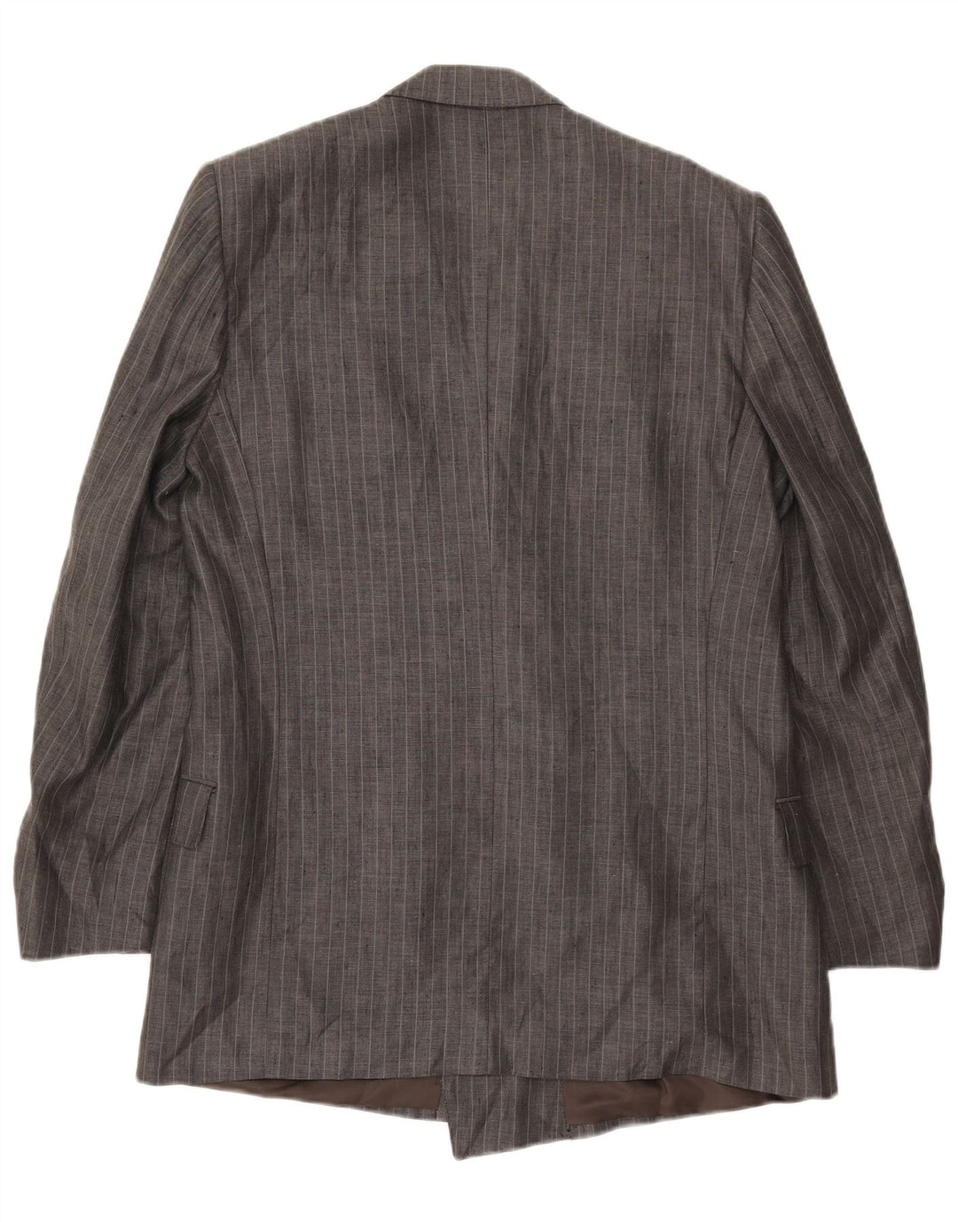 Męska marynarka z podwójnymi piersiami w stylu vintage IT 50, duża, szara w prążki