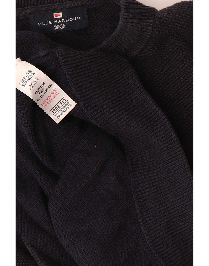 Marks & Spencer Męski sweter z okrągłym dekoltem w kolorze niebieskim, średni granatowy