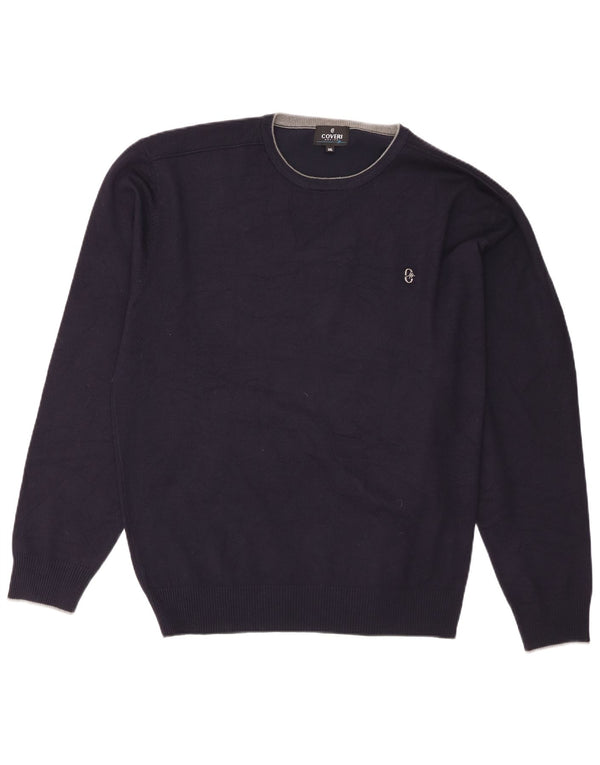 Męski sweter z okrągłym dekoltem Coveri 3XL, granatowa wiskoza