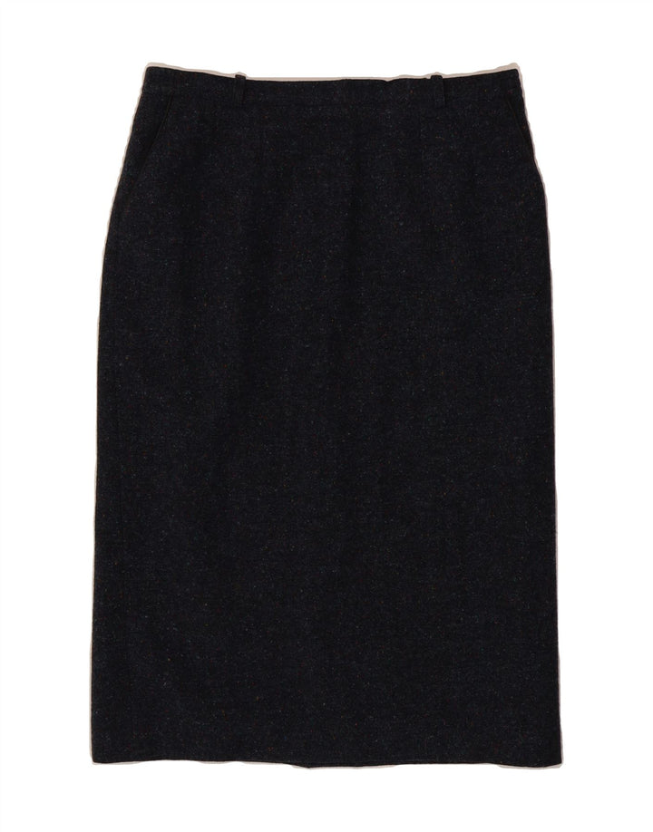 BRENDELLA Womens Pencil Skirt W34 Large  Navy Blue Flecked Wool Vintage Brendella and Second-Hand Brendella from Messina Hembry 