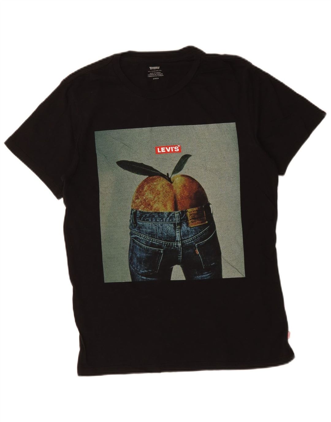 Męski T-shirt z grafiką LEVI'S, mały, czarny, bawełniany