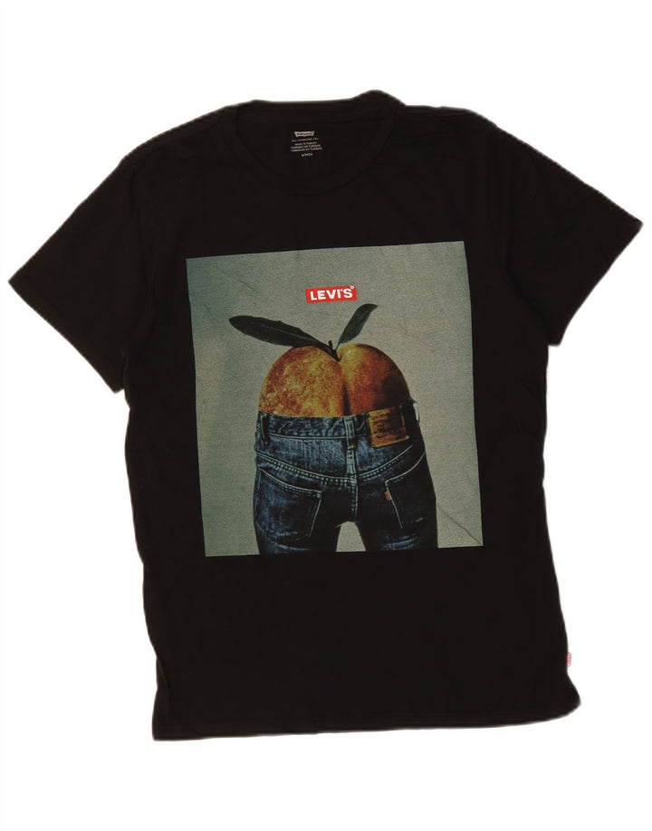Męski T-shirt z grafiką LEVI'S, mały, czarny, bawełniany